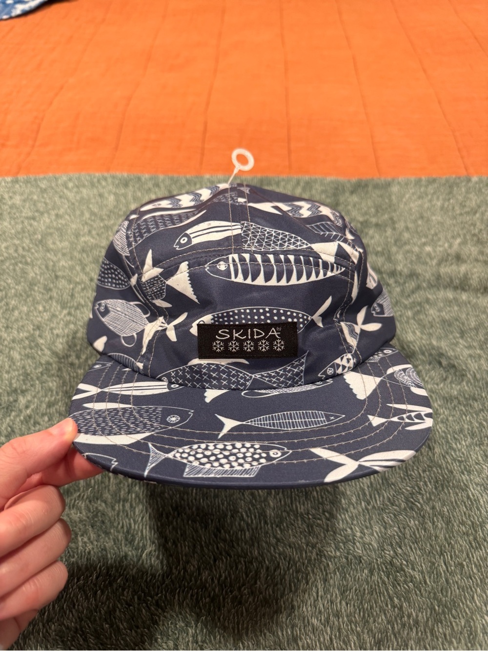 Skida Navy Fish Print Five-Panel Hat